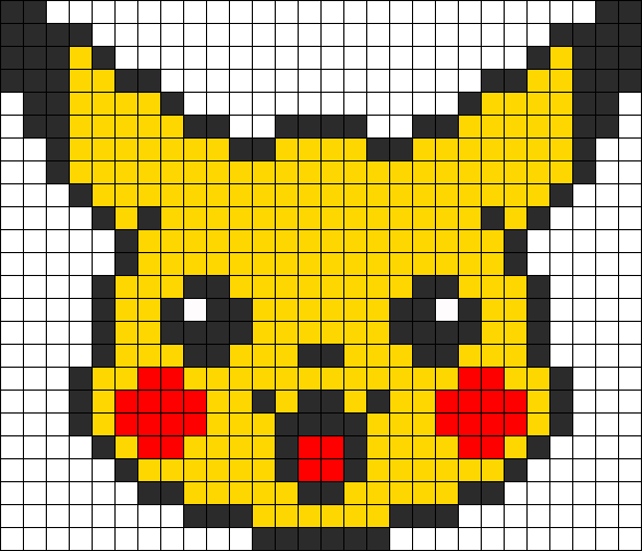 Pikachu Head Perler Bead Pattern Bead Sprites Characters Fuse Bead