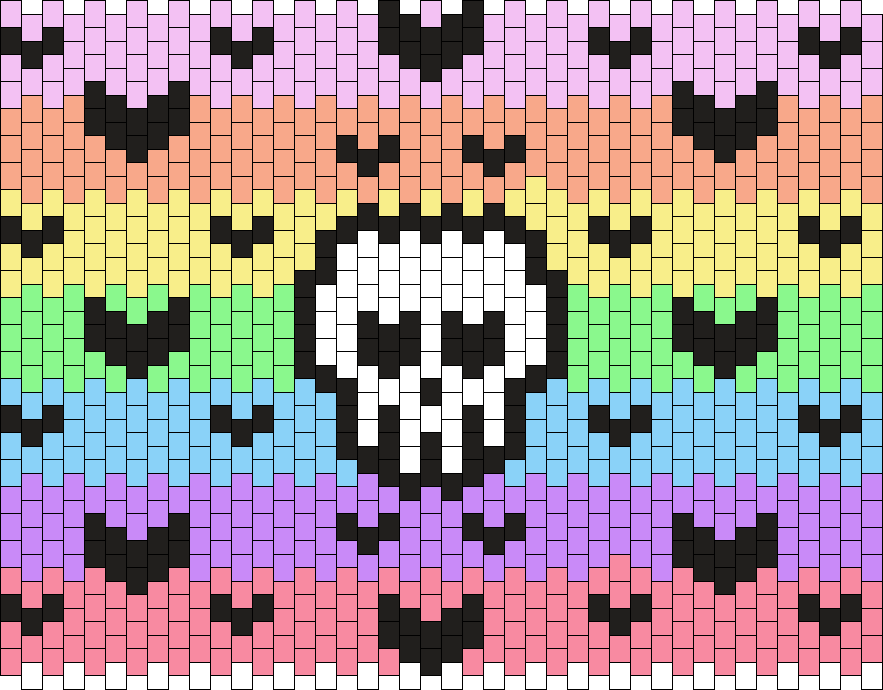 Pastel Rainbow Skull & Bats