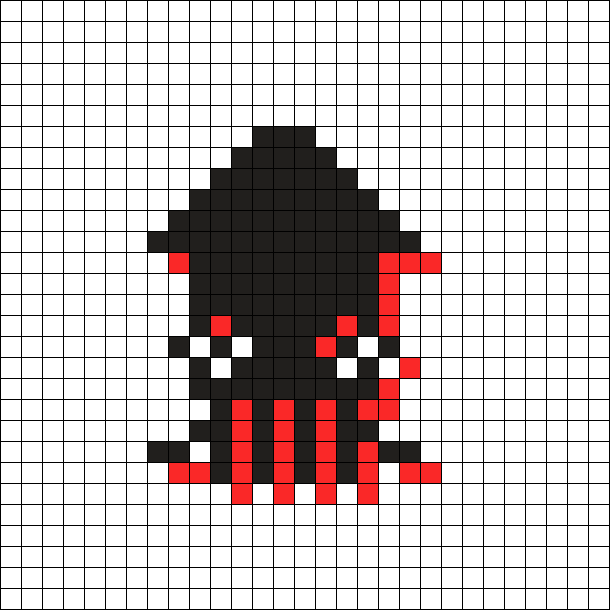 Splatoon Pixel Squid Sitcker (black & red)