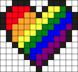 Rainbow Heart Perler