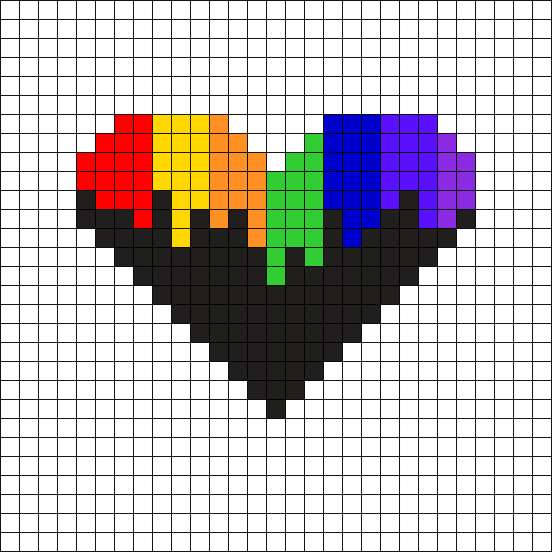 Black Dripping Rainbow Heart