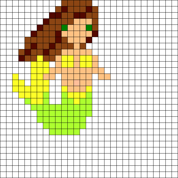 Yellow And Green Mermaid With Flowing Hair