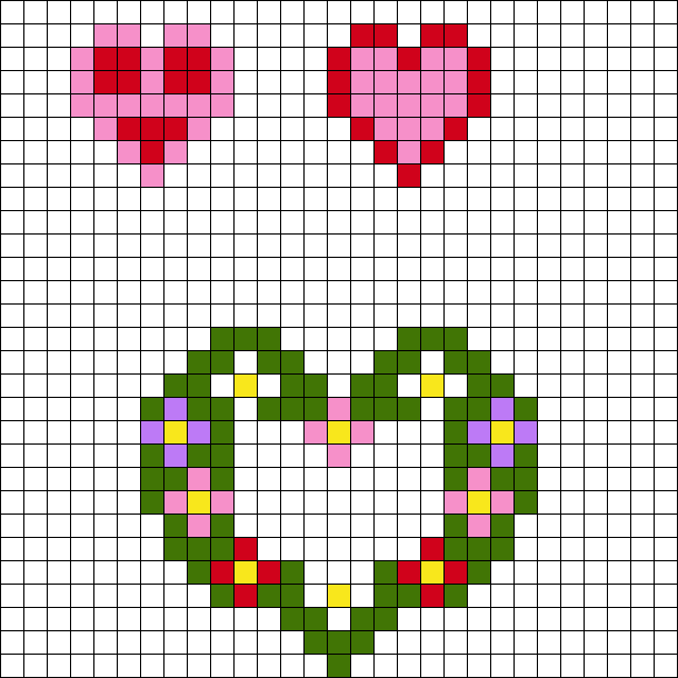 two small hearts and a heart wreath