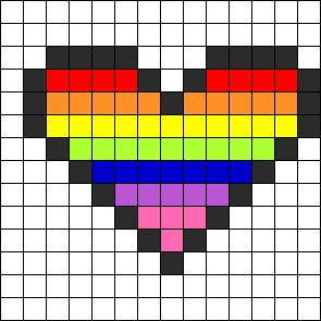 Rainbow Heart Perler
