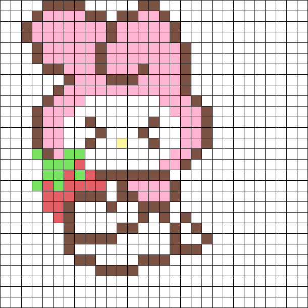My Melody Holding A Strawberry Perler