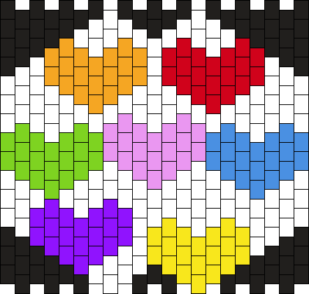 white w/rainbow hearts mask