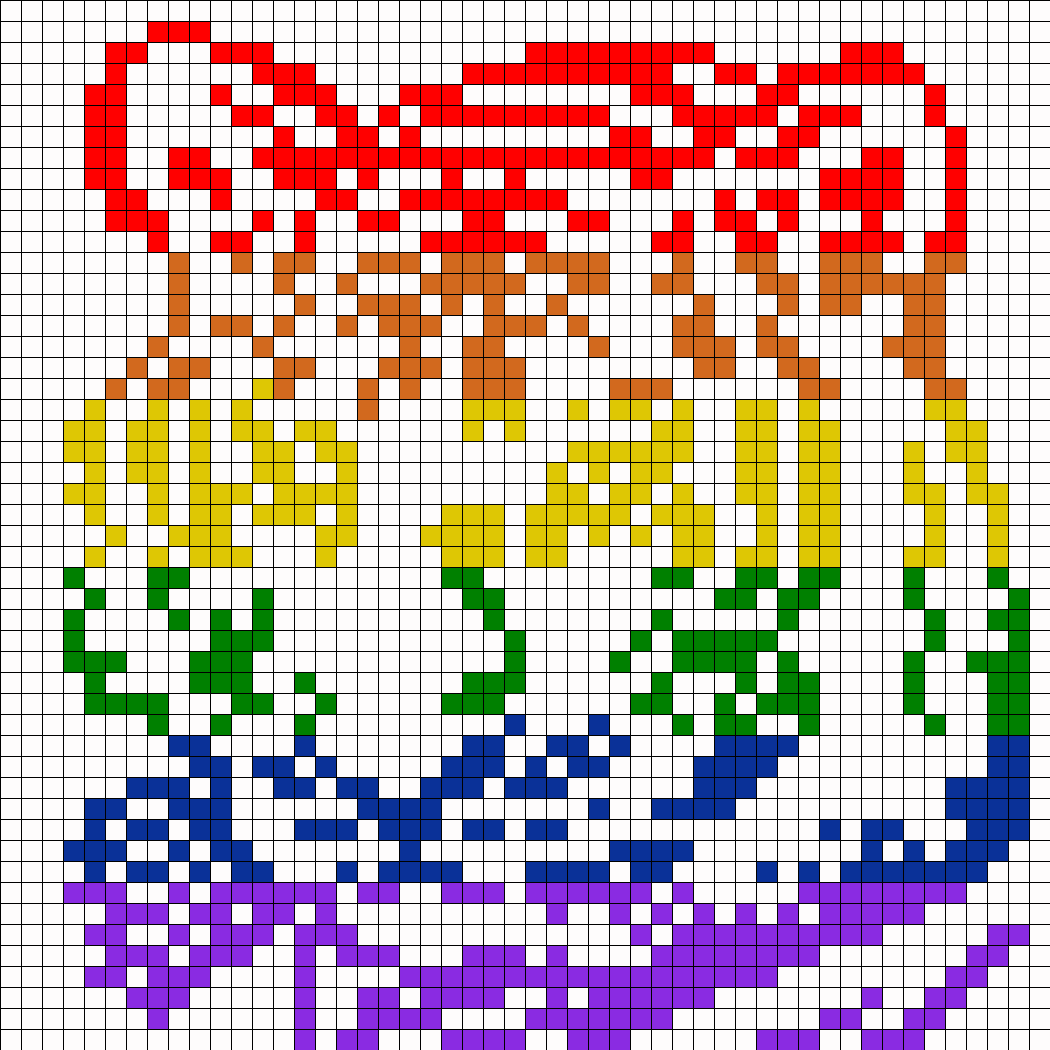 Rainbow Tiger Facefor Perler Or Square Stitch