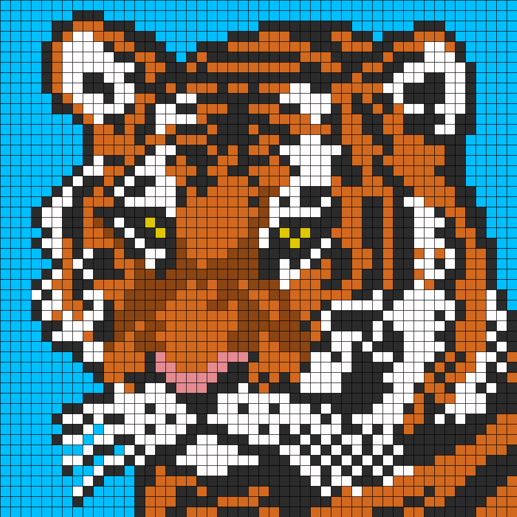 Tiger Face For Perler Or Square Stitch