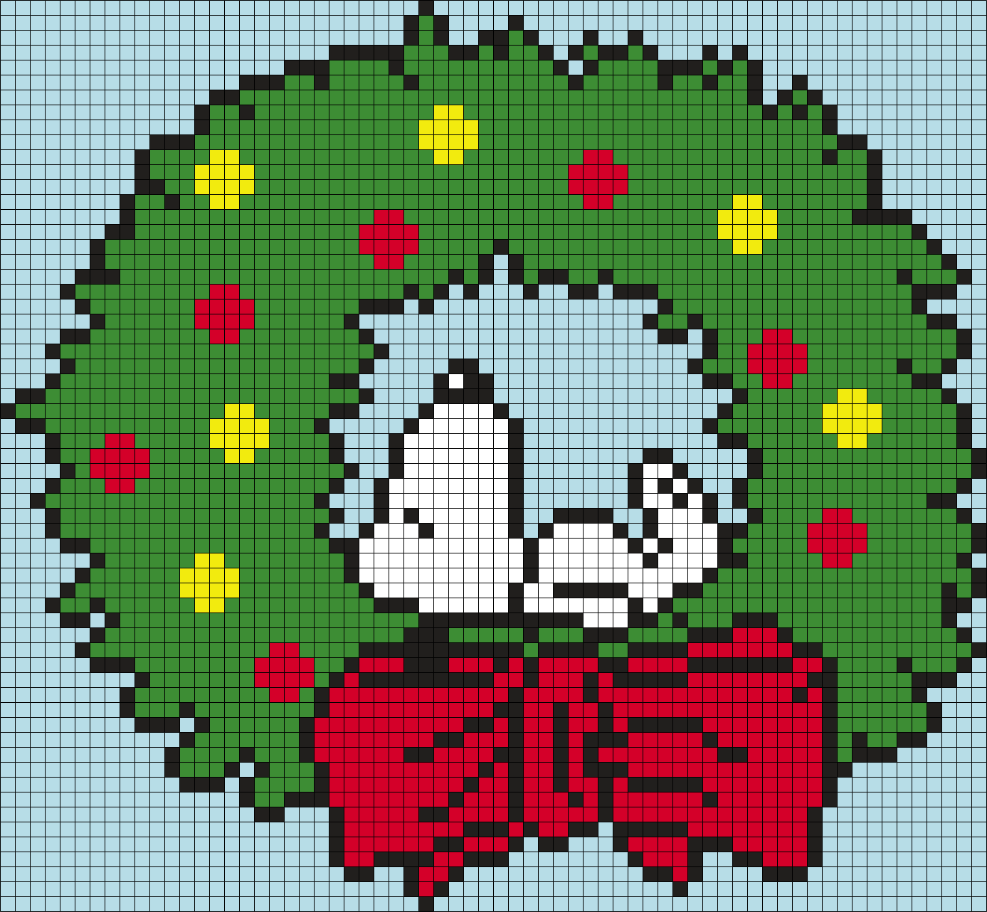 Snoopy Wreath (from Peanuts) Square Grid