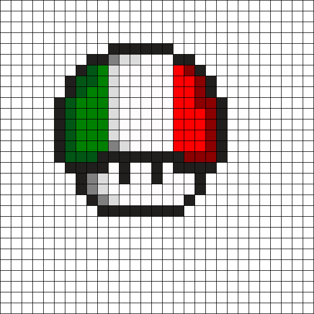 Italy Flag Mushroom Perler
